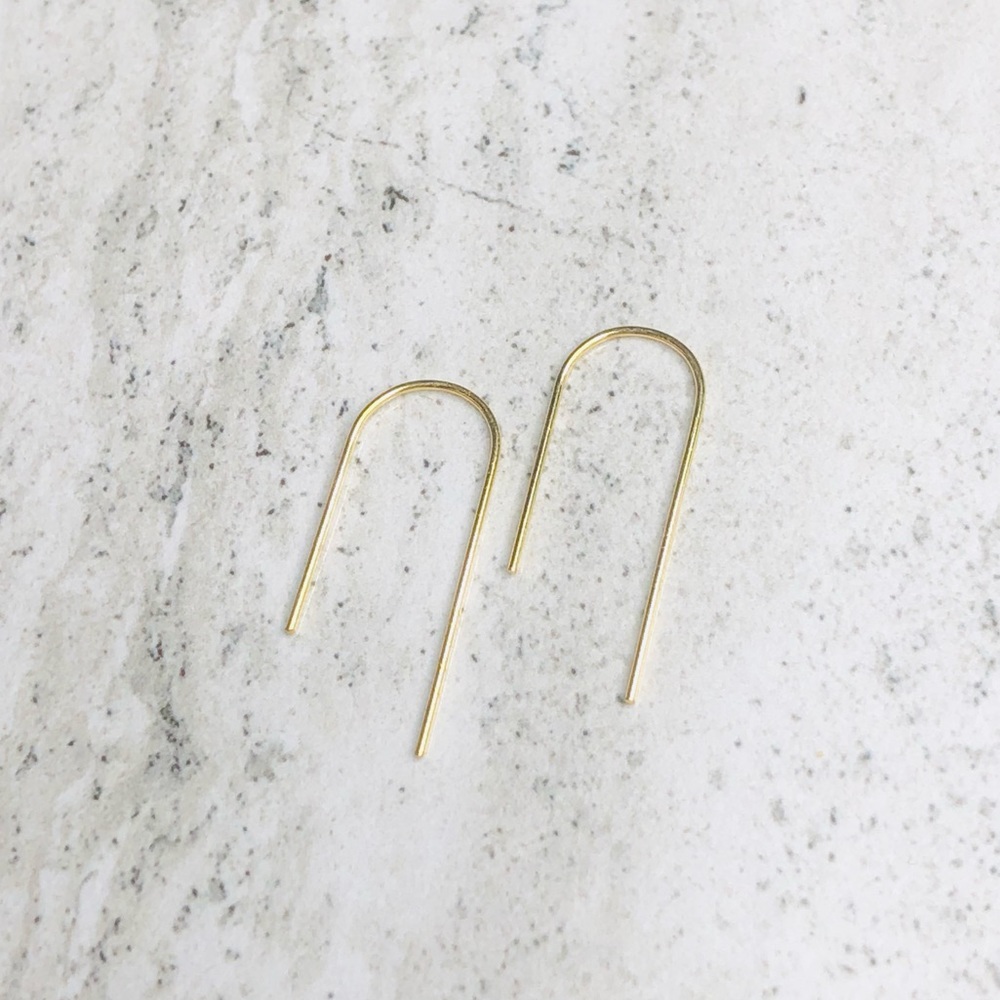 925 Sterling Silver Gold Thread Through Earrings